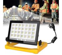 Foco LED Trabajo 60W, T-SUN 5400LM Foco LED Portátil, 3 Modos Luz Portatil con Enchufe 4M Cable, Luz de Trabajo Impermeable IP66 con Soporte plegable para Obra, Garaje, Taller