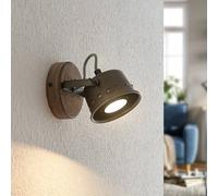 Foco Lindby Rubinjo, 18 cm, negro, madera, metal, GU10