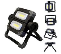 Foco multiposición - Inalámbrico - Orientable a 360° - 2 COB x 10 W - 1000 LM - Luces independientes - Plástico resistente - Compacto - Luz - Bricolaje - Camping - Mecánico - Obras de construcción