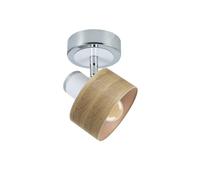 Foco nando 1xe14 cromo-blanco/mad.clara 17x12x12 cm orientable
