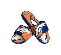 FOCO NFL Denver Broncos - Sandalias deportivas para hombre, gel slide, chanclas de gel deslizantes, con logo grande, talla pequeña (7-8)