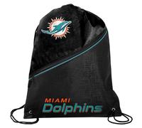 FOCO - NFL High End Diagonal Zipper Drawstring Backpack Gym Bag, Miami Dolphins, 18.75" x 14", Mochila