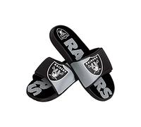 FOCO NFL Oakland Raiders Sandalias de gel de ducha deportiva para hombre, sandalias deslizantes de gel de ducha deportivas, logotipo grande, tamaño mediano (9-10) (FFSSNFCBBLGGEL)
