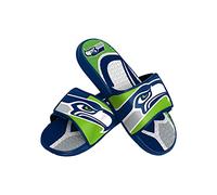 FOCO NFL Seattle Seahawks Sandalias de gel de ducha deportiva para hombre, sandalias deslizantes de gel de ducha deportivas, logotipo grande, tamaño mediano (9-10) (FFSSNFCBBLGGEL)