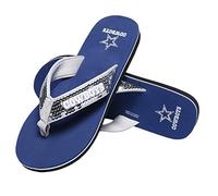 FOCO NFL Team Logo Sequin Strap Sandals Flip Flops, Dallas Cowboys-Chanclas de Lentejuelas para Mujer, Talla L, 9-10