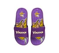 FOCO NFL Team Wordmark Logo Athletic Sport Shower Flip Flop Sandals Gel Slides, Minnesota Vikings Chalecos Hombre, Talla M, Marca de página, 9-10