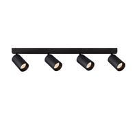 EDO Focos de Techo GU10 con 4 Focos MALGA Negro Orientable, Lampara de Techo Interior Ajustables y Giratorios Moderno, Plafón para Salon, Dormitorio, Cocina, Sin Bombilla