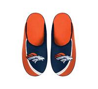 FOCO Pantuflas NFL 2022 con logotipo grande y borde de color para hombre, Denver Broncos, X-Large