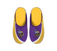 FOCO Pantuflas NFL 2022 con logotipo grande y borde de color para hombre, Minnesota Vikings, Large