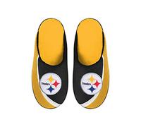 FOCO Pantuflas NFL 2022 con logotipo grande y borde de color para hombre, Pittsburgh Steelers, X-Large
