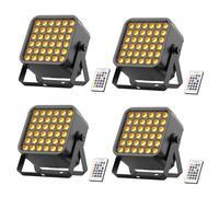 Foco Par de 36 LED con Batería, 4PCS 54W 6 en 1 RGBWA+UV Foco Para Fiesta de Discoteca con Batería de 5200 mAh, Control Remoto Automático 8/10CH, Recargable Apto para Escenarios Fiestas Cumpleaños