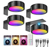 Foco para Cuadros Sin Cable, 2600mAh Aplique Luz Cuadro con Mando a Distancia Lampara Pared Bateria Recargable USB Inalámbrica Luces Vitrina LED Colores Luz Sin Electricidad con Magnetico para Imagen