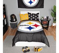 Foco Pittsburgh Steelers - Juego de edredón de 3 Unidades (edredón y 2 Fundas), tamaño Individual