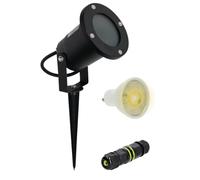 Foco Proyector Exterior LED, Protección IP65, Compatible con Bombillas GU10, Impermeable, Color Negro Garantía Europea, Incluye: Bombilla GU10, Conector de Seguridad IP68 y llaves allen