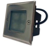 Foco Proyector LED Cuadrado Acero Inoxidable Empotrable IP67 220V AC 4W Blanco F. 6000K