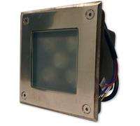 Foco Proyector LED Cuadrado Acero Inoxidable Empotrable IP67 220V AC 5W Blanco F. 6000K