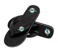 FOCO Sandalias de lentejuelas con logotipo del equipo de la NFL, para mujer, sandalias de lentejuelas Miami Dolphins, talla M