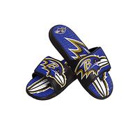 FOCO Sandalias deportivas de gel de ducha para hombre de la NFL Baltimore Ravens de Baltimore Ravens para hombre (13-14) (FFSSNFCBBLGGEL)