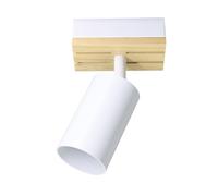 Foco waikato 1xgu10 blanco/madera orientable 16,5x10x5,5cm