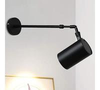 Focos De Pared Interiores Ajustables Vintage - Apliques De Brazo Largo Retro Interiores Industriales Foco De Pared Ajustable Telescópico, Con Brazo Escalable, Para Lectura Dormitorio Escaleras(Black)