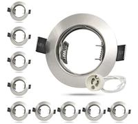 Focos empotrables GU10,10x Marco Focos gu10,Corte 65-68mm,Para Lámparas De Led O Halógena,Inox Metálica,Incl.Zócalo GU10,Marco Empotrado Ojos de Buey