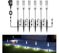 Focos Exterior LED B-right 6Pcs Luces LED Exterior Jardín, Iluminacion Jardín con Estaca, Luz Exterior Jardin, IP65 Impermeable Camino de Luces para Jardín para Césped Patio Entrada, Blanco frío