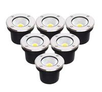 Focos LED de 6 piezas - Lámpara de pie redonda para exteriores de 3W, luz de pozo subterráneo/minifoco de paisaje COB/IP67 impermeable, iluminación de paisajes(Green,3W(12-24v))