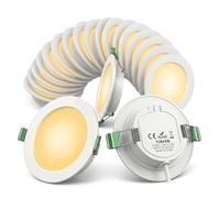 Focos LED Empotrables de Techo 4W 339LM (Pack de 20), Ojos de Buey LED Extraplanos 28mm, Luz Cálida 3000K, Sin Transformador 230V, Agujero Ø 68-80mm, No Regulable