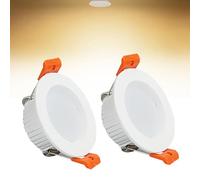Focos LED empotrables de techo de 3 W, luz blanca cálida de 3000 K, luz de panel ultra delgada, corte Φ50-55 mm, AC110-240 V, luces descendentes redondas para sala de estar, oficina, paquete de 2