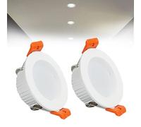 Focos LED empotrables de techo de 3 W, luz blanca fría de 6000 K, luz de panel ultra delgada, corte Φ50-55 mm, AC110-240 V, luces descendentes redondas para sala de estar, oficina, paquete de 2