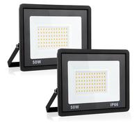 Focos LED Exterior de 50w, Foco LED 5400 Lm, Resistente Al Agua Ip66, Proyector para Exteriores Blanco de Luz Diurna de 3000k para Exteriores para Almacén, Garaje, Patio Trasero, Paquete de 2