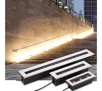 Focos Suelo Led Exterior - Empotrable Al Aire Libre Focos, Tira luces subterráneas 220 V CA, bañadores pared integrados a prueba agua IP67, focos línea impermeables para exteriores(Warm White color,36