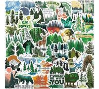 FOCRI 50 calcomanías de bosque,calcomanías de ambiente de bosque verde para adolescentes y adultos,vinilo impermeable,dibujos animados,pino,animales,calcomanías de plantas para diarios,portátiles,