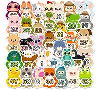 FOCRI 50 calcomanías de números del alfabeto de animales, 1-50 calcomanías de arreglo de números para niños y estudiantes, portátiles, recompensas de enseñanza