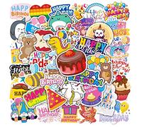 FOCRI 50 pegatinas de feliz cumpleaños, velas de torta de cumpleaños para fiestas de cumpleaños paquetes para guitarra portátil botella de agua