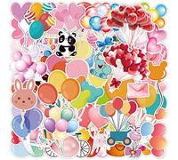 FOCRI 50 pegatinas de globo para niños adolescentes, bodas, fiestas de vacaciones, pegatinas de decoración de vinilo, resistente al agua, pegatinas de regalo de celebración de cumpleaños coloridas