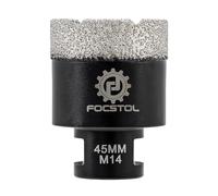 FOCSTOL Brocas Diamante - 45mm Corona Diamante para Porcelanico Baldosa Cerámica Mármol Granito Cuarzo para M14 Rosca Amoladora Angular