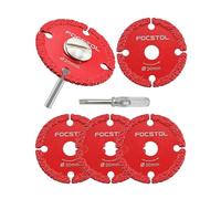 FOCSTOL Disco Corte para Metal - 5 piezas 30mm Disco Diamante Mini y 1 pieza Mango Redondo 3mm para Cortar Tubos de Hierro Delgados, Chapas de Hierro Finas, Pernos y Tornillos