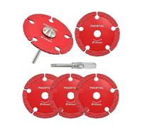 FOCSTOL Disco Corte para Metal - 5 piezas 40mm Disco Diamante Mini y 1 pieza Mango Redondo 3mm para Cortar Tubos de Hierro Delgados, Chapas de Hierro Finas, Pernos y Tornillos