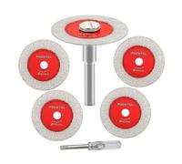 FOCSTOL Disco Corte para Vidrio - 5 piezas 40mm Disco Diamante para Cortar Vidrio y 1 pieza 6mm Mango Redondo para Vidrio Jade Mármol Granito Piedra Artificial Porcelanico Azulejo Cerámica