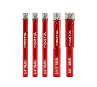 FOCSTOL Juego Brocas Diamante Seco - 5 piezas 6/6/6/8/10mm Broca Corona con Vástago Redondo para Gres Porcelanico Cerámica Granito Mármol Cuarzo
