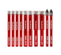 FOCSTOL Juego Brocas Diamante Seco - Broca Corona Diamante+Broca Carburo con Mango Redondo para Gres Porcelánico Cerámica Mármol Granito 10 piezas (6mm*4+8mm*2+10mm*2+6mm*2)