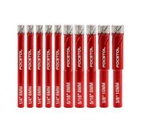 FOCSTOL Juego Brocas Diamante Seco - Broca Corona Diamante con Mango Redondo para Gres Porcelánico Cerámica Mármol Granito 10 piezas (6mm*5+8mm*3+10mm*2)