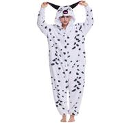 Focupaja Unisex Pijama Dálmata Adulto Onesie Animales Cosplay Perro Monos Carnaval Halloween Fiesta de Disfraces Acogedor Mono Novedad Homewear Blanco M