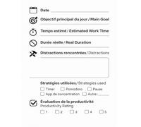 Focus & Productivity Tracker - ADHD Edition: 90-Day Logbook for Focus, Distractions & Daily Strategies - Bilingual (FR/EN)