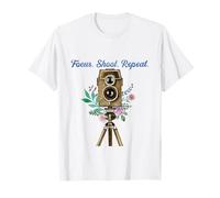 Focus Shoot Repeat Photography Camera Lens Design Funny Camiseta