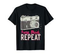 Focus Shoot Repeat Photography Photographer Camera Vintage Camiseta