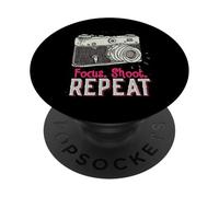 Focus Shoot Repeat Photography Photographer Camera Vintage PopSockets PopGrip Adhesivo