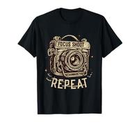 Focus Shoot Repeat Vintage Camera Photography Retro Photo Camiseta