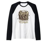 Focus Shoot Repeat Vintage Camera Photography Retro Photo Camiseta Manga Raglan